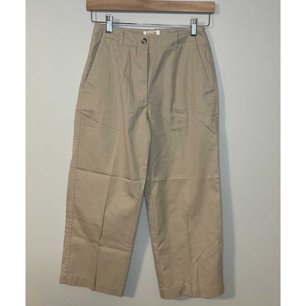 Vintage Talbots Dress Pants Womens Petite 2 2P Tan Chino Dress Leg Stretch